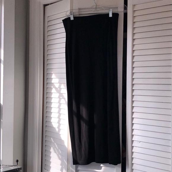 Long Black Maxi Skirt with Elastic Waist - Picture 1 of 3